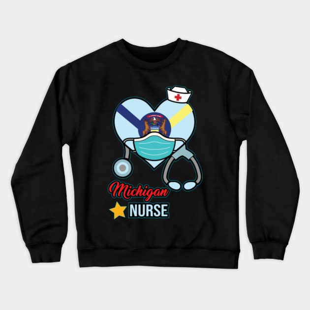 Michigan Nurse  - Love RN LPN CNA State Nursing Gift Crewneck Sweatshirt by ScottsRed